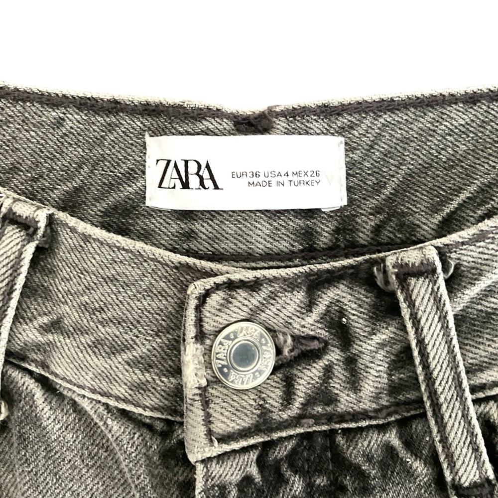Zara Gray Studded Boho Jean Denim Collegecore Mid-Rise Straight Women Leg SZ 4 - Picture 7 of 9